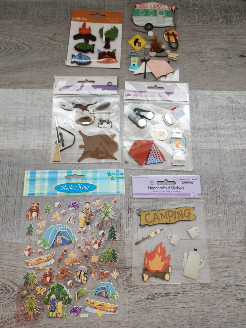 NEW 3D Scrapbook Stickers LOT Camping Outdoors Fishing Family - Retired NEW #35